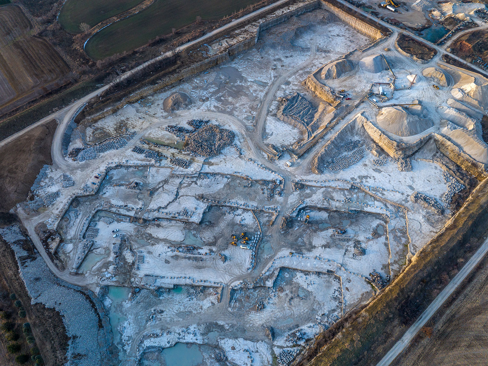 Aerial view overlooking the Rademann stone quarry and the Niagara Escarpment